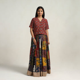 Multicolor - 24 kali patchwork cotton skirt 15 - handcrafted