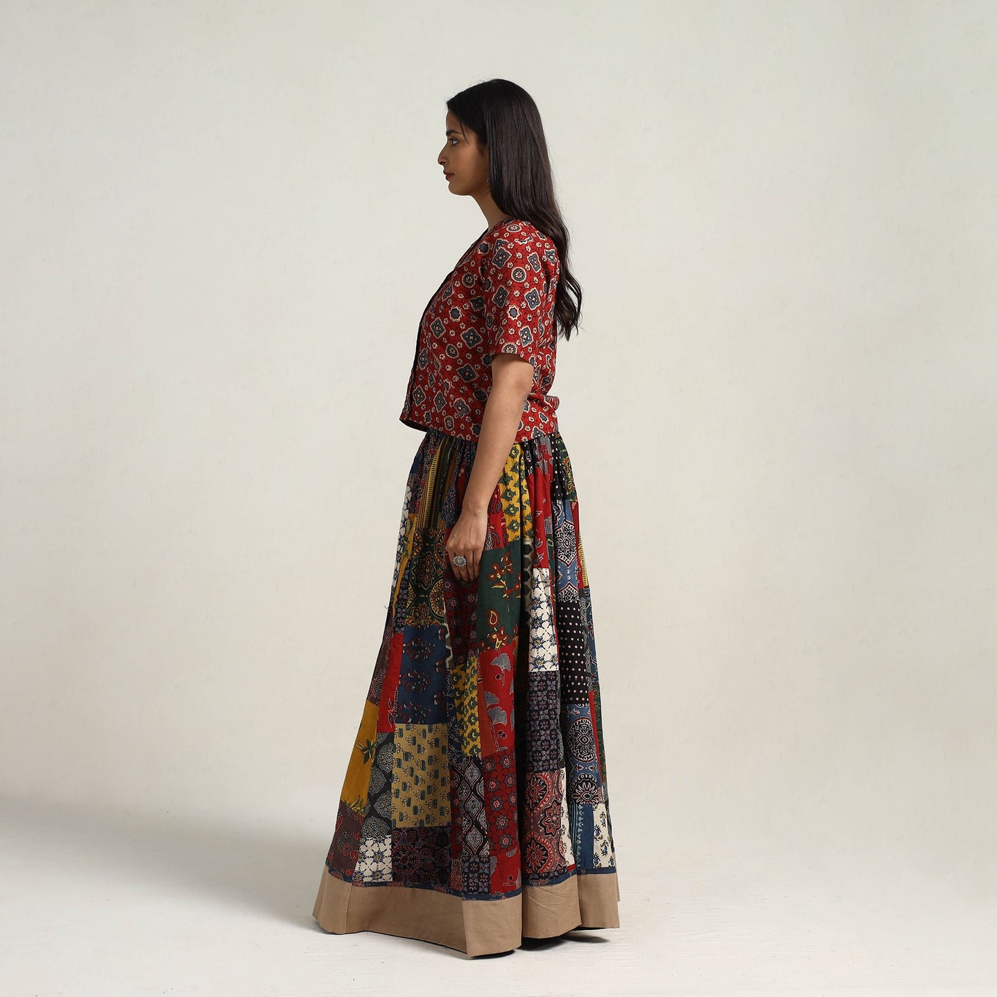 Multicolor - 24 kali patchwork cotton skirt 15 - handcrafted