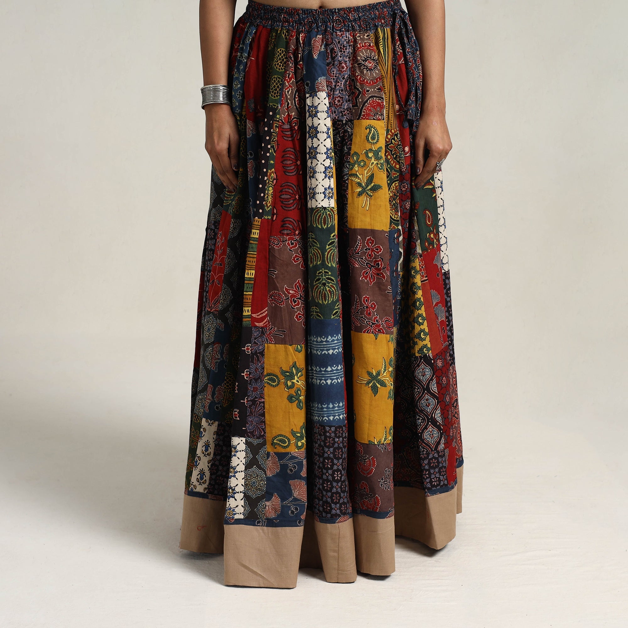 Multicolor - 24 kali patchwork cotton skirt 15 - handcrafted