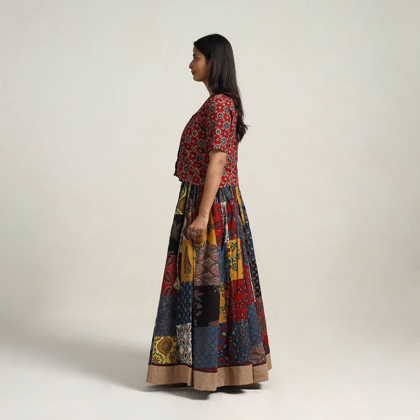 Multicolor - 24 kali patchwork cotton skirt 16 - handcrafted