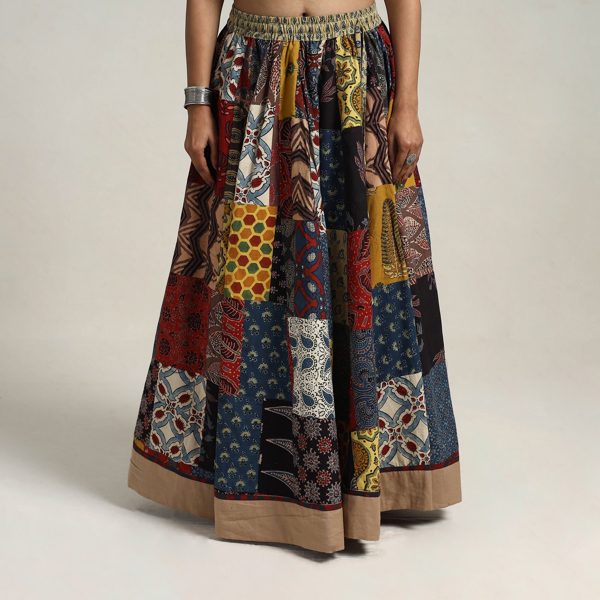 Multicolor - 24 kali patchwork cotton skirt 16 - handcrafted