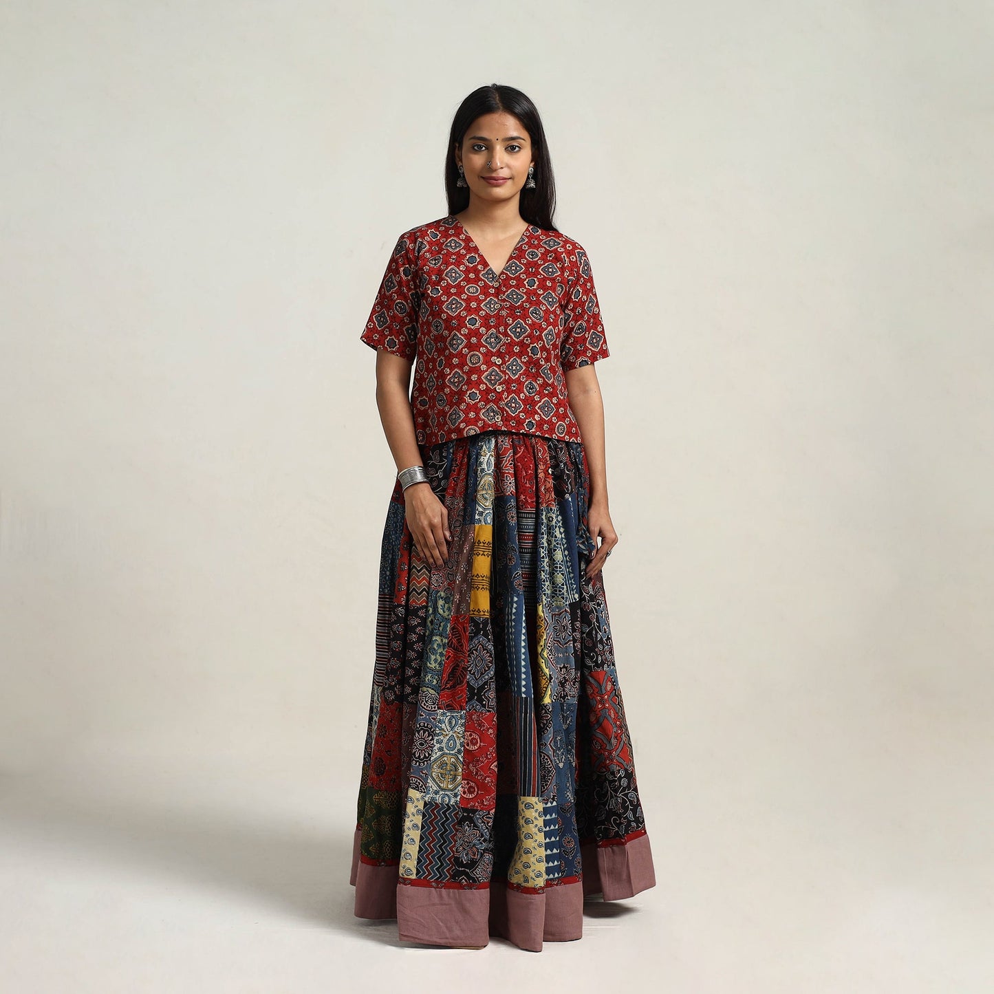 Multicolor - 24 kali patchwork cotton skirt 18 - handcrafted