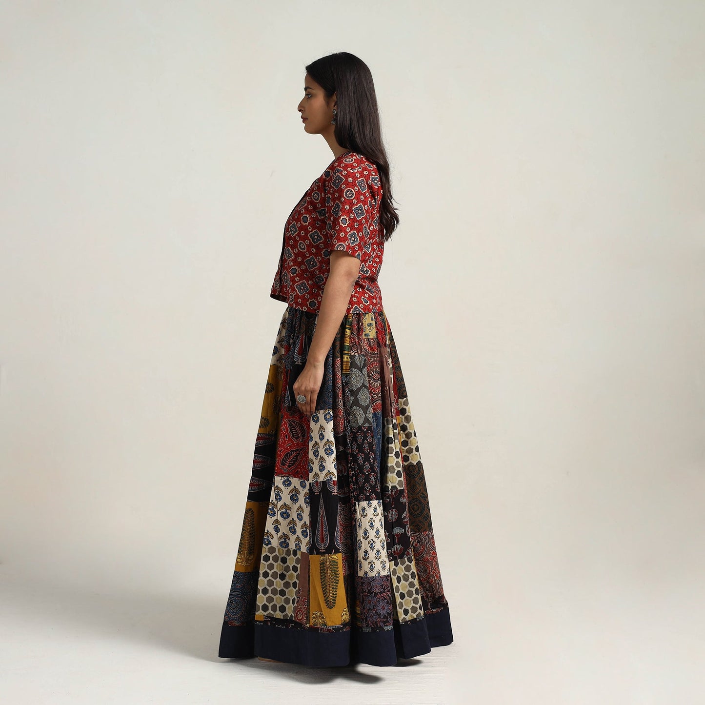 Multicolor - 24 kali patchwork cotton skirt 19 - handcrafted