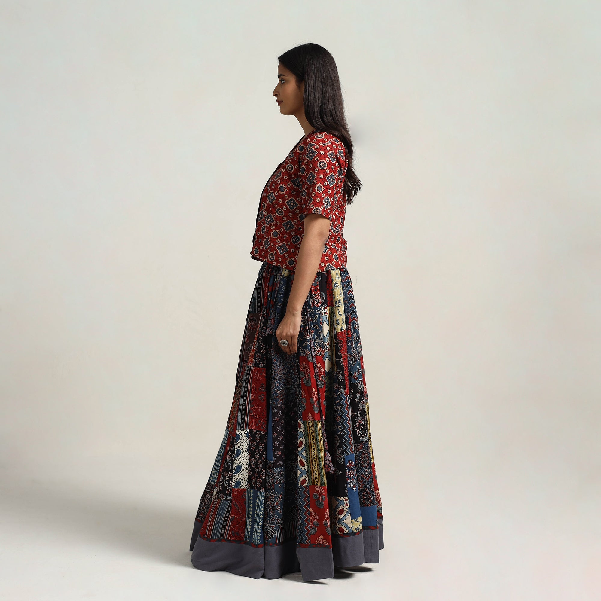 Multicolor - 24 kali patchwork cotton skirt 20 - handcrafted