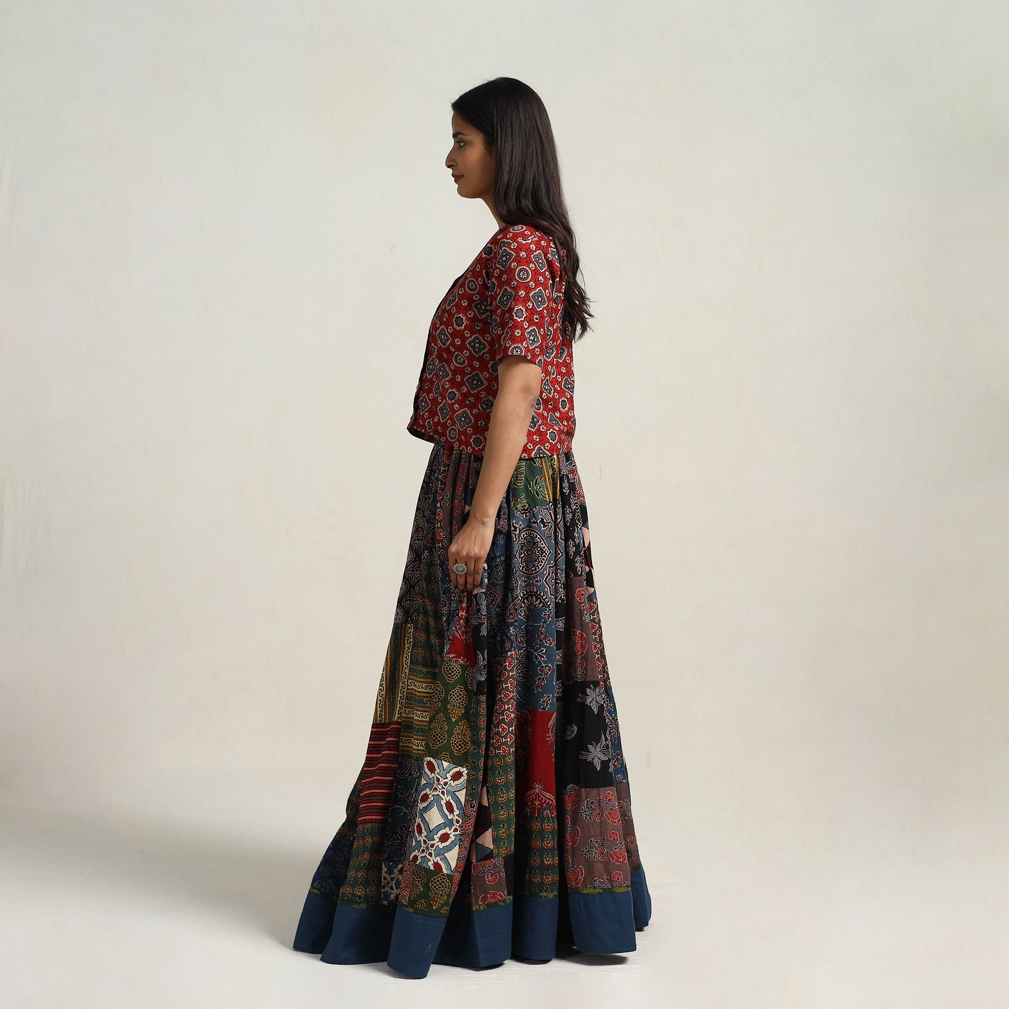 Multicolor - 24 kali patchwork cotton skirt 25 - handcrafted