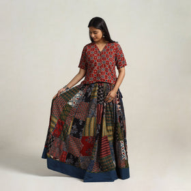 Multicolor - 24 kali patchwork cotton skirt 25 - handcrafted