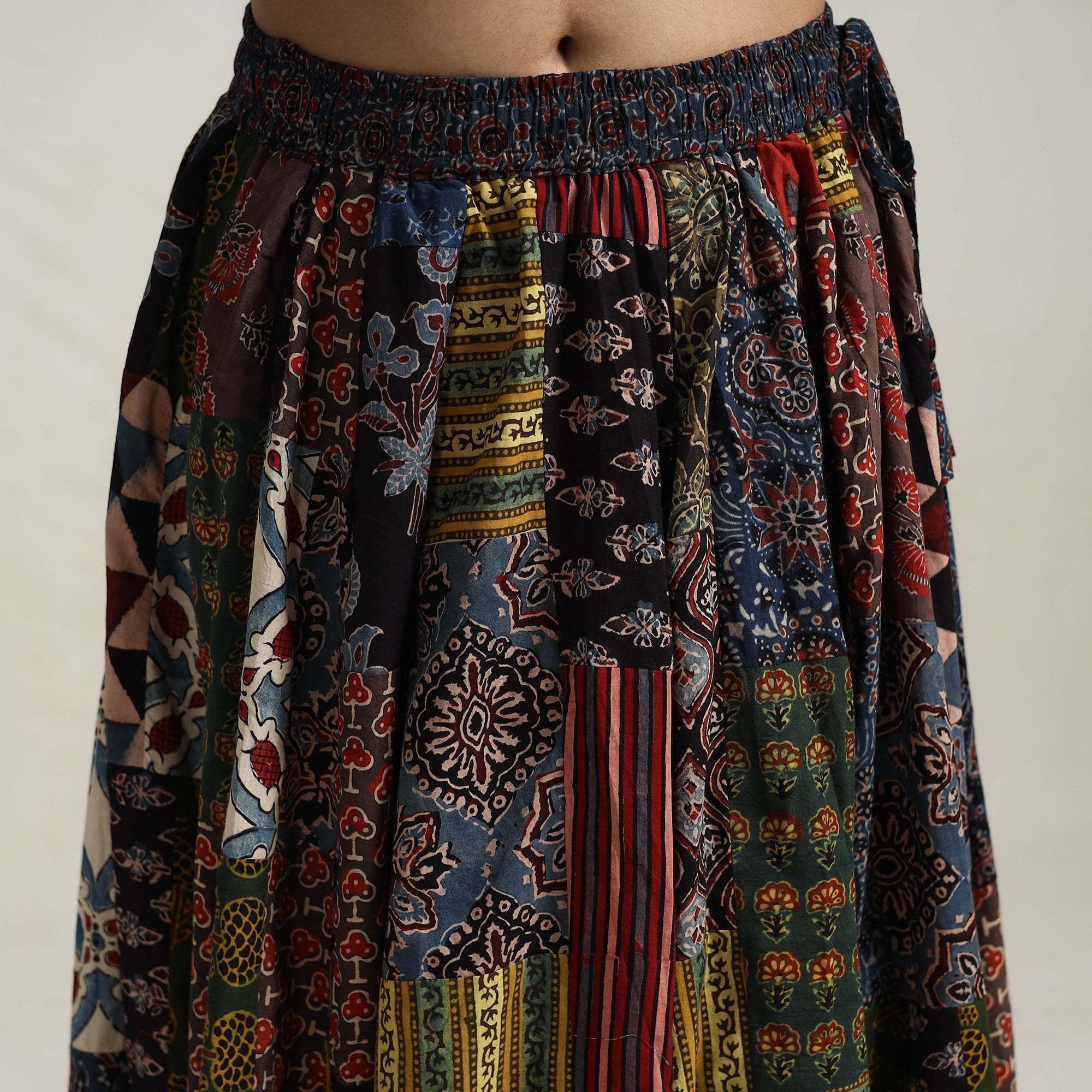 Multicolor - 24 kali patchwork cotton skirt 25 - handcrafted