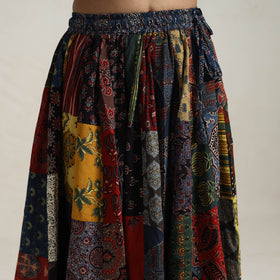 24 Kali Multicolor Patchwork Block Print Cotton Ajrakh Skirt