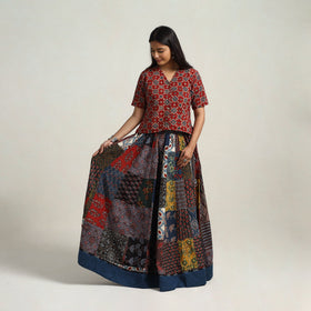 Multicolor - 24 kali patchwork cotton skirt 29 - handcrafted