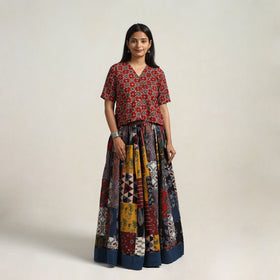 Multicolor - 24 kali patchwork cotton skirt - handcrafted