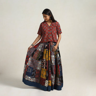 Multicolor - 24 kali patchwork cotton skirt - handcrafted