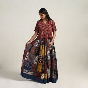 Multicolor - 24 kali patchwork cotton skirt - handcrafted