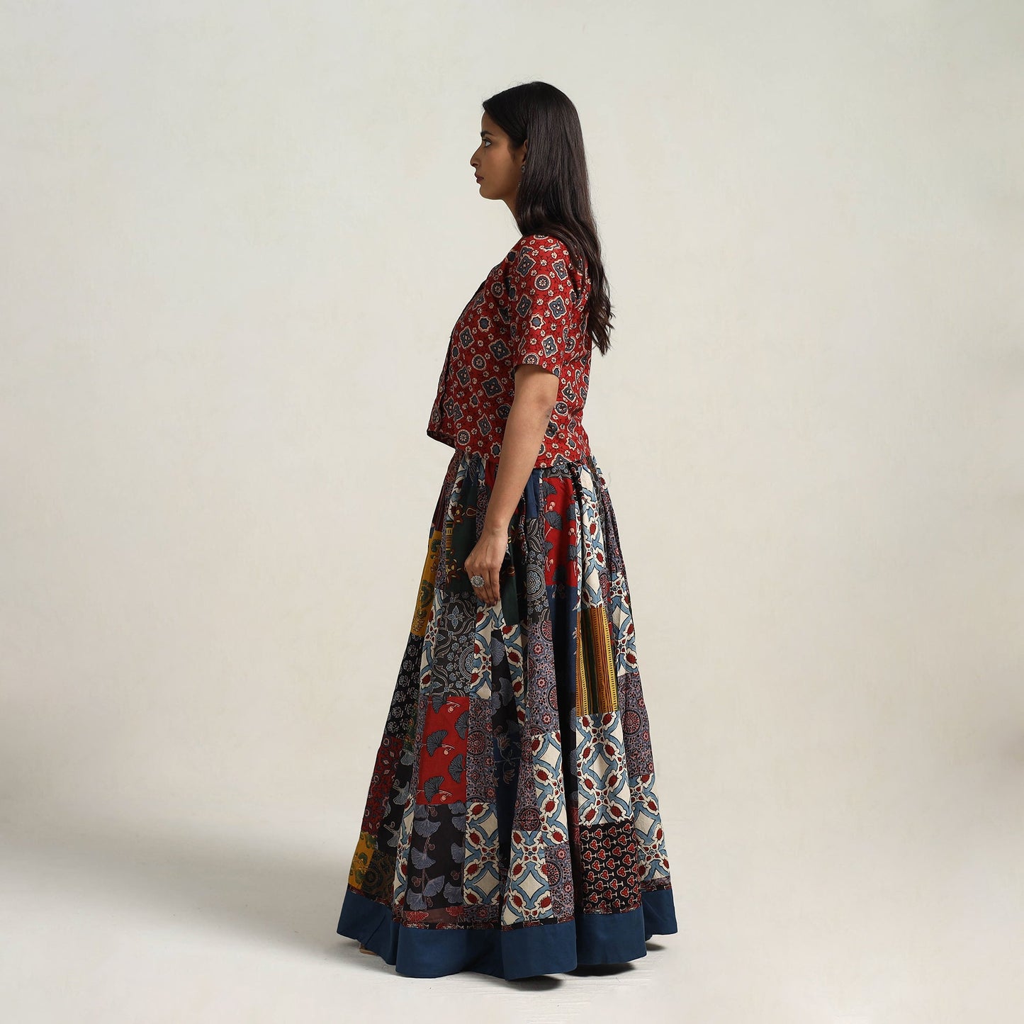 Multicolor - 24 kali patchwork cotton skirt - handcrafted