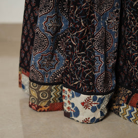  Multicolor 24 Kali Patchwork Block Printed Cotton Ajrakh Skirt
