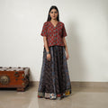  Multicolor 24 Kali Patchwork Block Printed Cotton Ajrakh Skirt