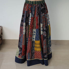 Multicolor - 24 Kali Patchwork Block Printed Cotton Ajrakh Skirt 46