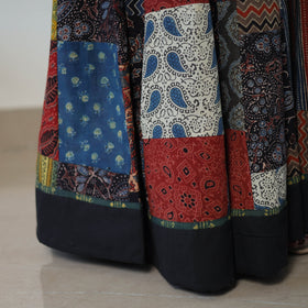 Multicolor - 24 Kali Patchwork Block Printed Cotton Ajrakh Skirt 50