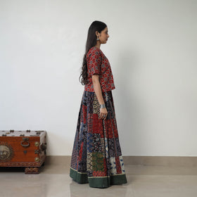 Multicolor - 24 Kali Patchwork Block Printed Cotton Ajrakh Skirt 54