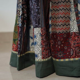 Multicolor - 24 Kali Patchwork Block Printed Cotton Ajrakh Skirt 54