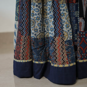 Multicolor - 24 Kali Patchwork Block Printed Cotton Ajrakh Skirt 55