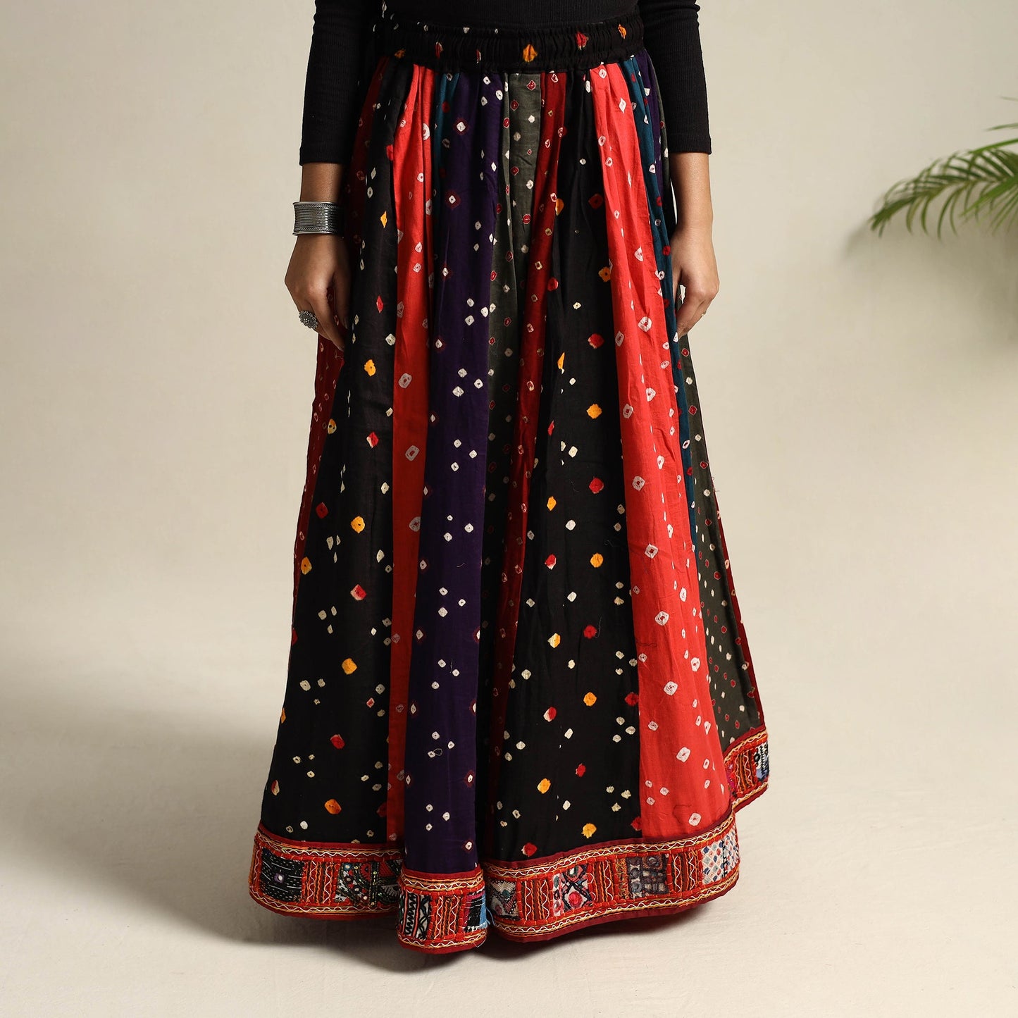 Multicolor 24 Kali Patchwork Tie & Dye Cotton Bandhani Skirt