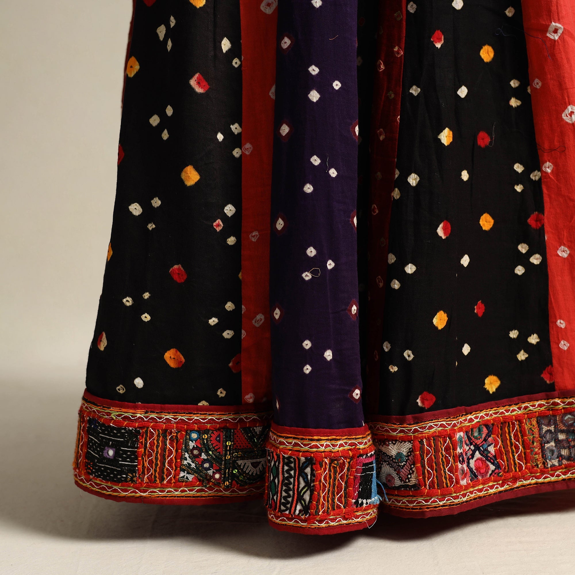 Multicolor 24 Kali Patchwork Tie & Dye Cotton Bandhani Skirt