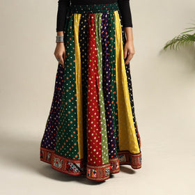 Multicolor 24 Kali Patchwork Tie & Dye Cotton Bandhani Skirt