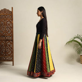 Multicolor 24 Kali Patchwork Tie & Dye Cotton Bandhani Skirt