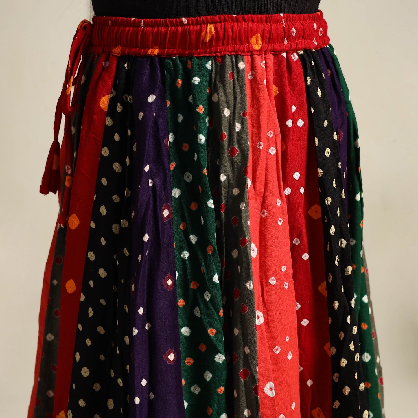 Multicolor 24 Kali Patchwork Tie & Dye Cotton Bandhani Skirt
