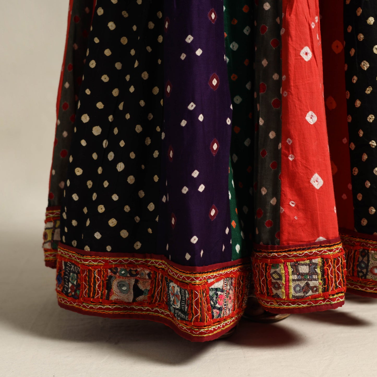 Multicolor 24 Kali Patchwork Tie & Dye Cotton Bandhani Skirt