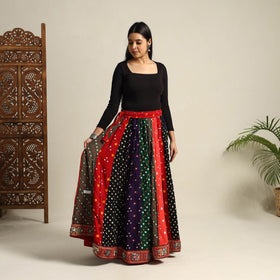Multicolor 24 Kali Patchwork Tie & Dye Cotton Bandhani Skirt
