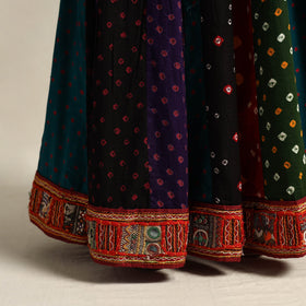 Multicolor 24 Kali Patchwork Tie & Dye Cotton Bandhani Skirt