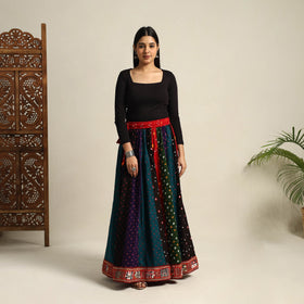 Multicolor 24 Kali Patchwork Tie & Dye Cotton Bandhani Skirt