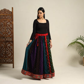 Multicolor 24 Kali Patchwork Tie & Dye Cotton Bandhani Skirt