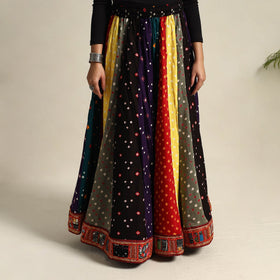 Multicolor 24 Kali Patchwork Tie & Dye Cotton Bandhani Skirt