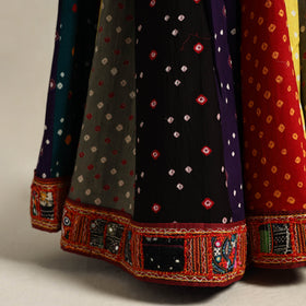 Multicolor 24 Kali Patchwork Tie & Dye Cotton Bandhani Skirt