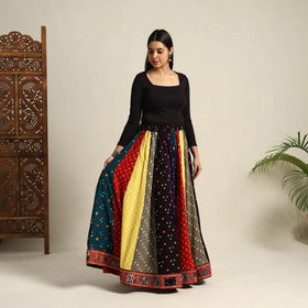 Multicolor 24 Kali Patchwork Tie & Dye Cotton Bandhani Skirt