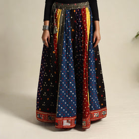 Multicolor 24 Kali Patchwork Tie & Dye Cotton Bandhani Skirt