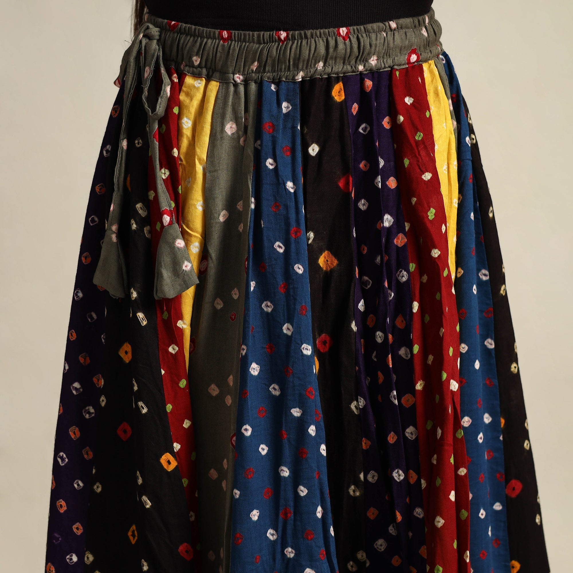Multicolor 24 Kali Patchwork Tie & Dye Cotton Bandhani Skirt