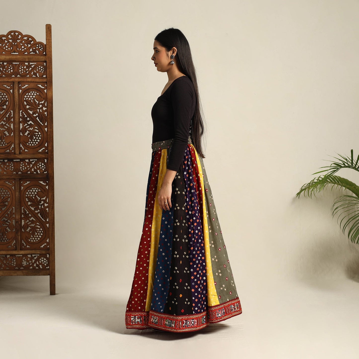 Multicolor 24 Kali Patchwork Tie & Dye Cotton Bandhani Skirt