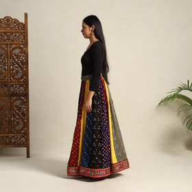 Multicolor 24 Kali Patchwork Tie & Dye Cotton Bandhani Skirt
