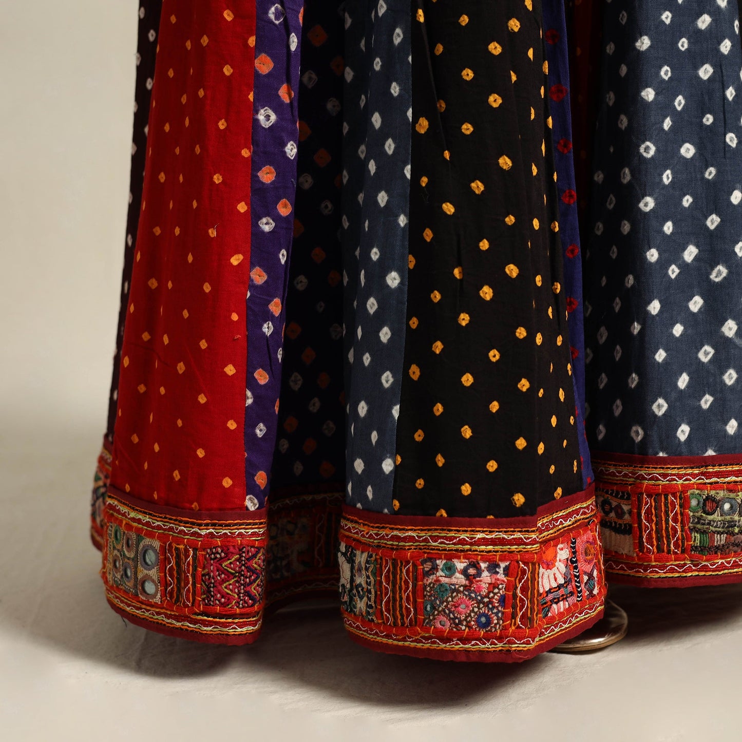 Multicolor 24 Kali Patchwork Tie & Dye Cotton Bandhani Skirt