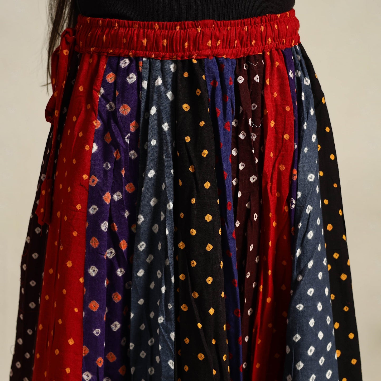 Multicolor 24 Kali Patchwork Tie & Dye Cotton Bandhani Skirt
