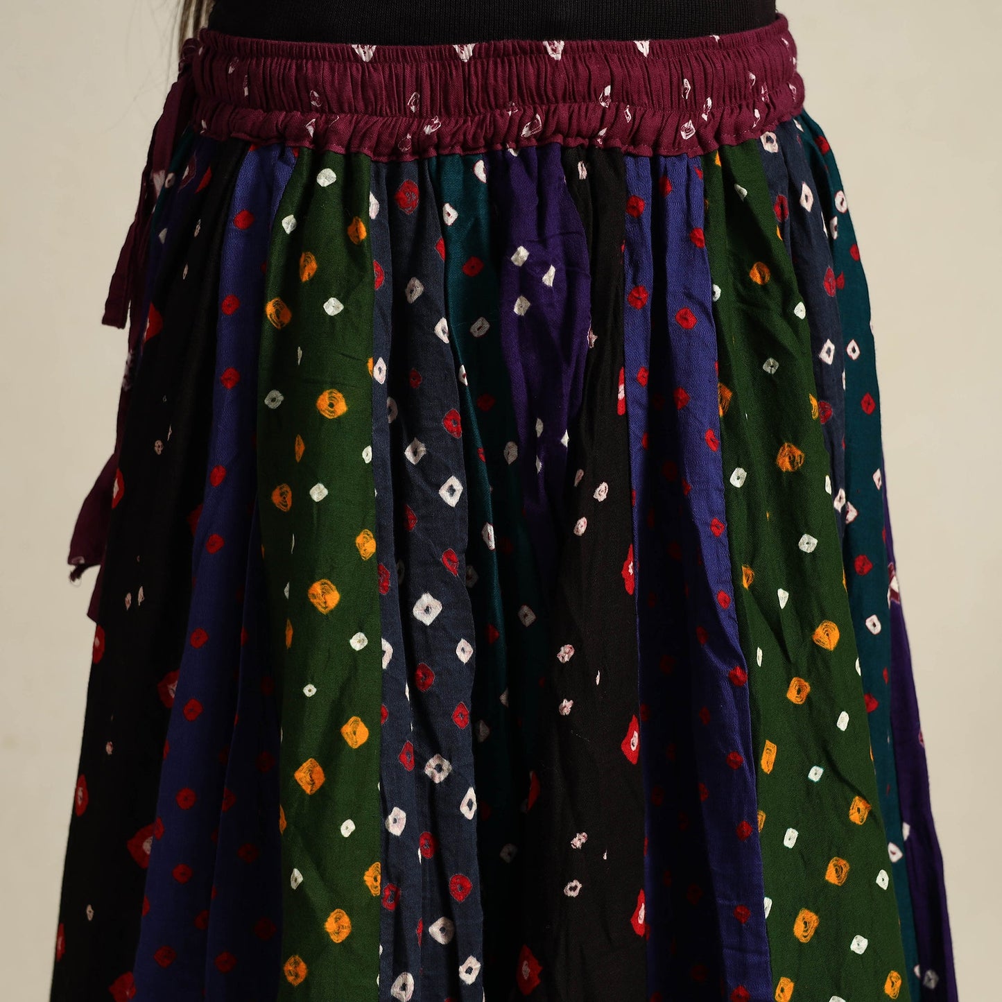 Multicolor 24 Kali Patchwork Tie & Dye Cotton Bandhani Skirt