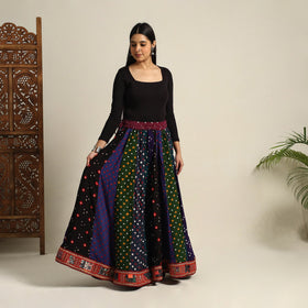 Multicolor 24 Kali Patchwork Tie & Dye Cotton Bandhani Skirt