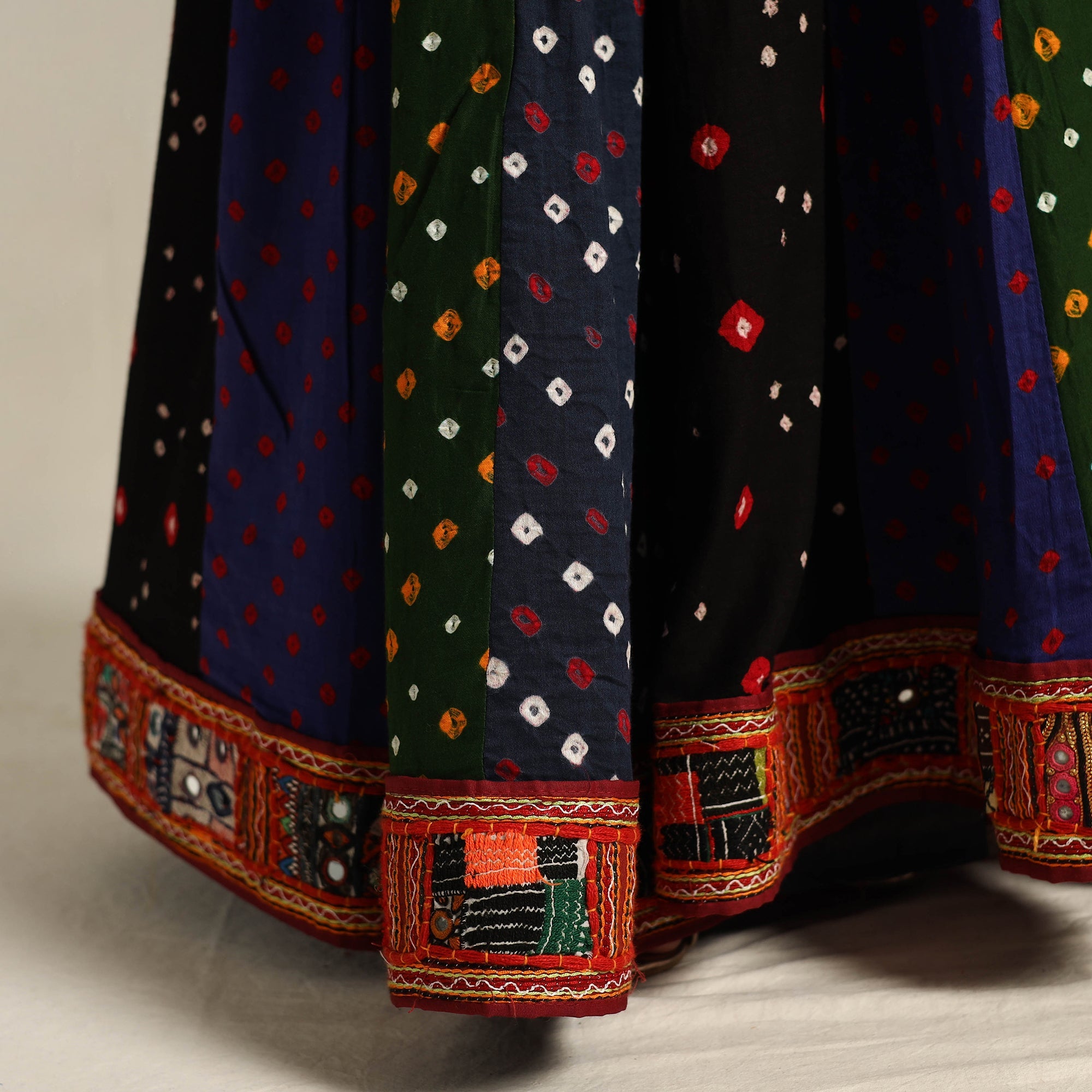 Multicolor 24 Kali Patchwork Tie & Dye Cotton Bandhani Skirt