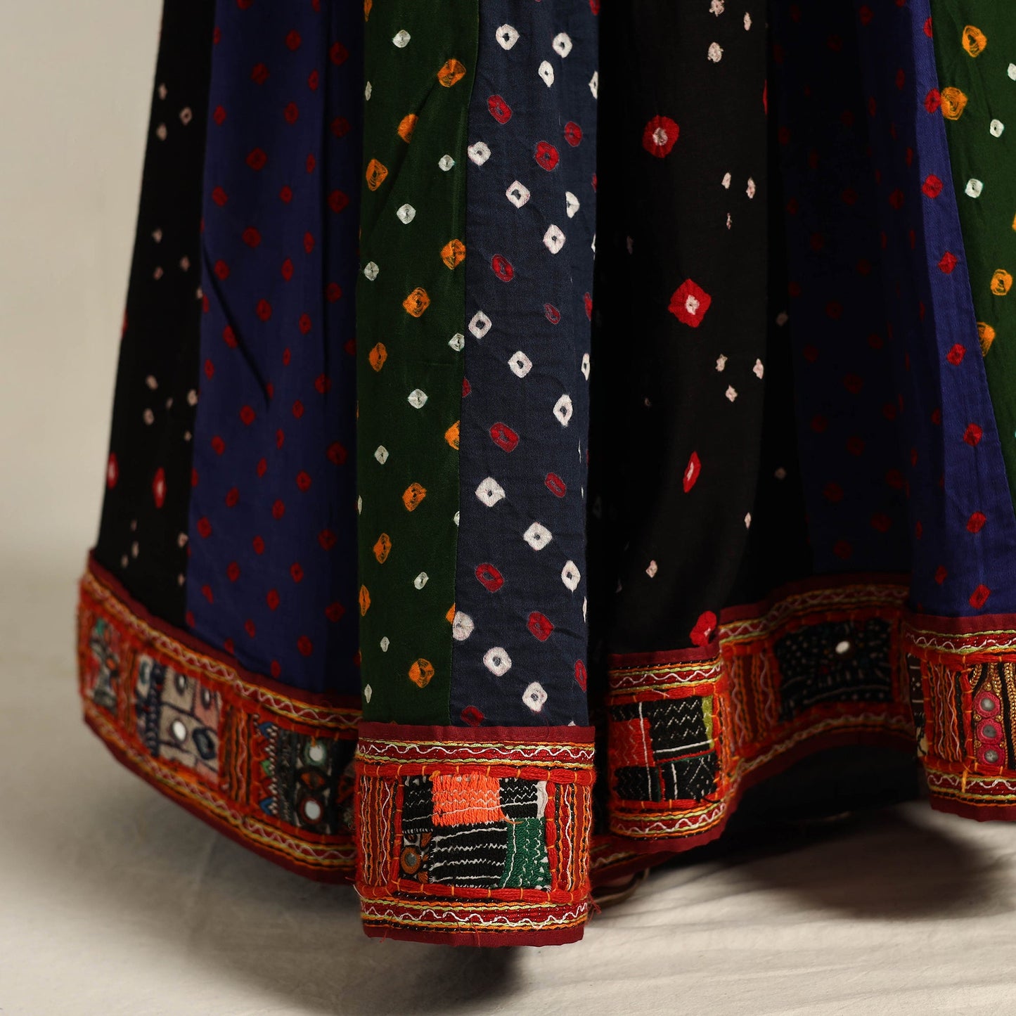 Multicolor 24 Kali Patchwork Tie & Dye Cotton Bandhani Skirt