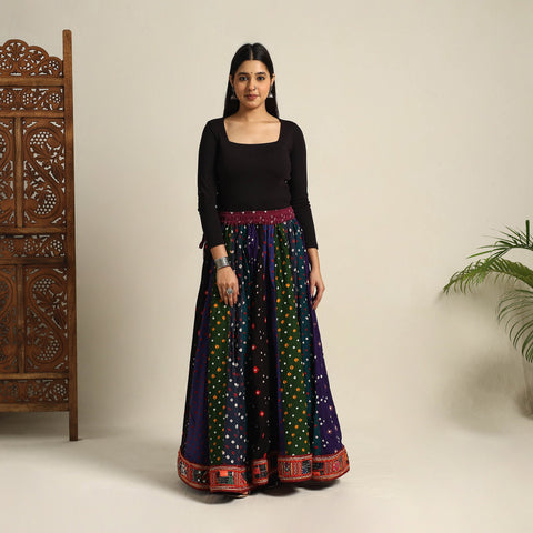 Multicolor 24 Kali Patchwork Tie & Dye Cotton Bandhani Skirt
