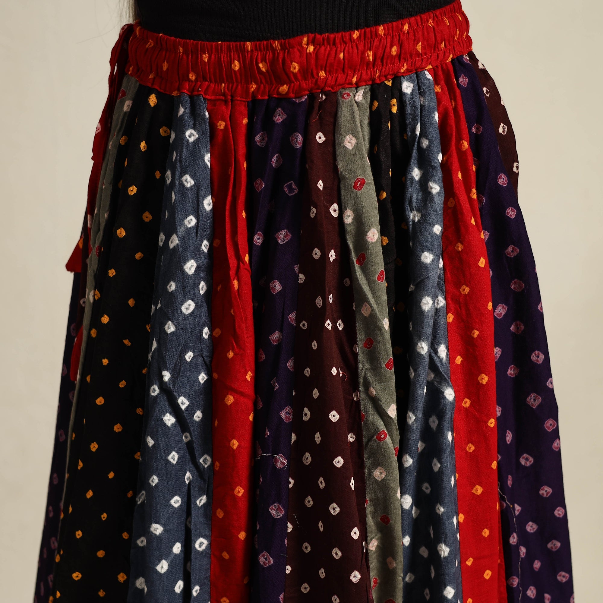 Multicolor 24 Kali Patchwork Tie & Dye Cotton Bandhani Skirt