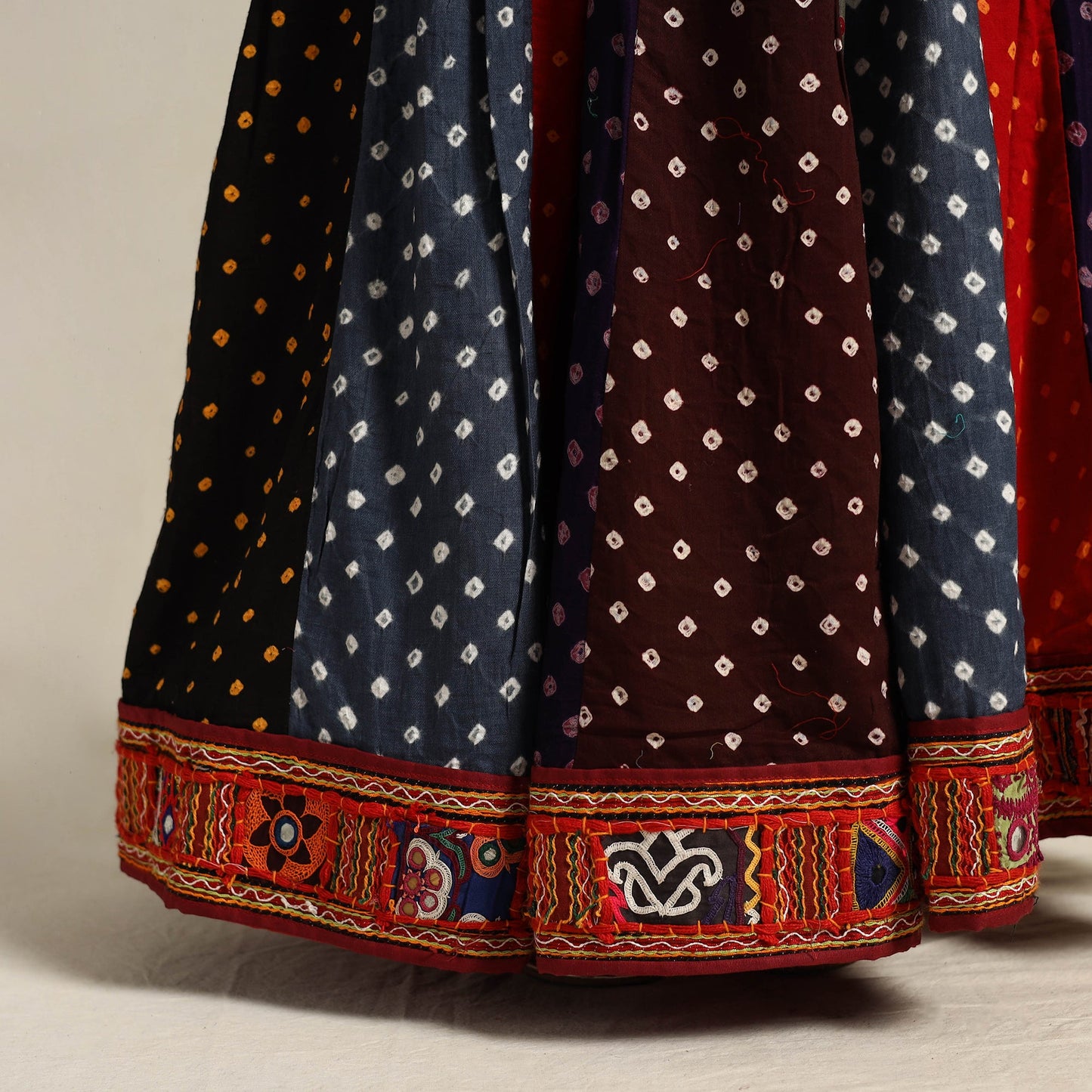 Multicolor 24 Kali Patchwork Tie & Dye Cotton Bandhani Skirt